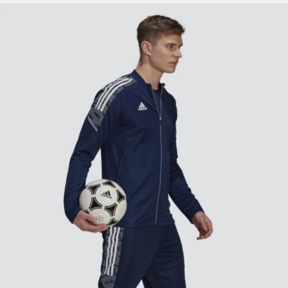 Adidas Blue and White Windbreaker with Iconic Stripes - Picture 1 of 9